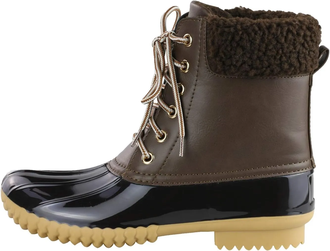 Women's Waterproof Rain Booties Duck Padded Mud Rubber Snow Lace Up Ankle Boots