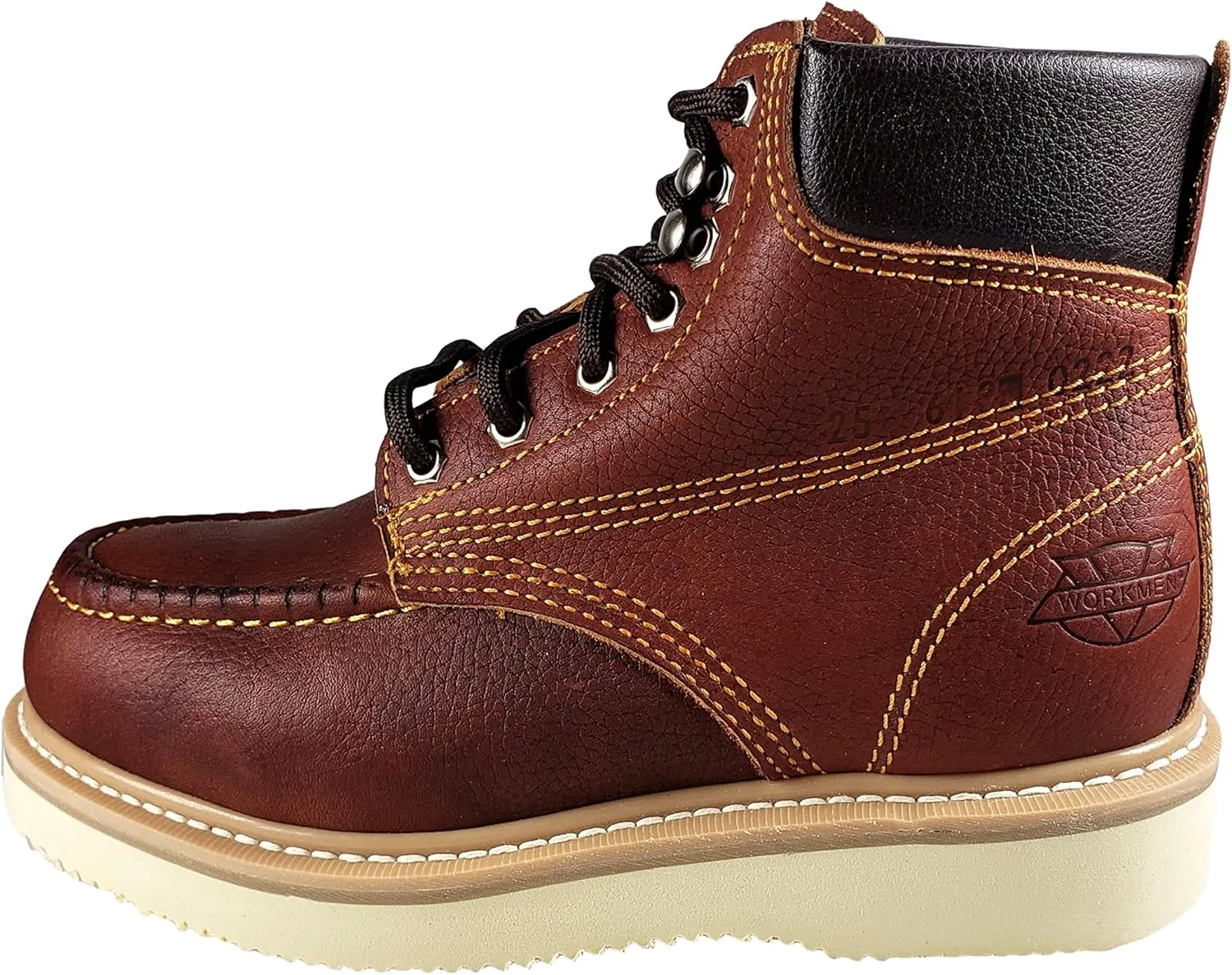 Workmen-v Men's Work Boots Slip Resistant Genuine Leather Lace Up 613 Moc Toe