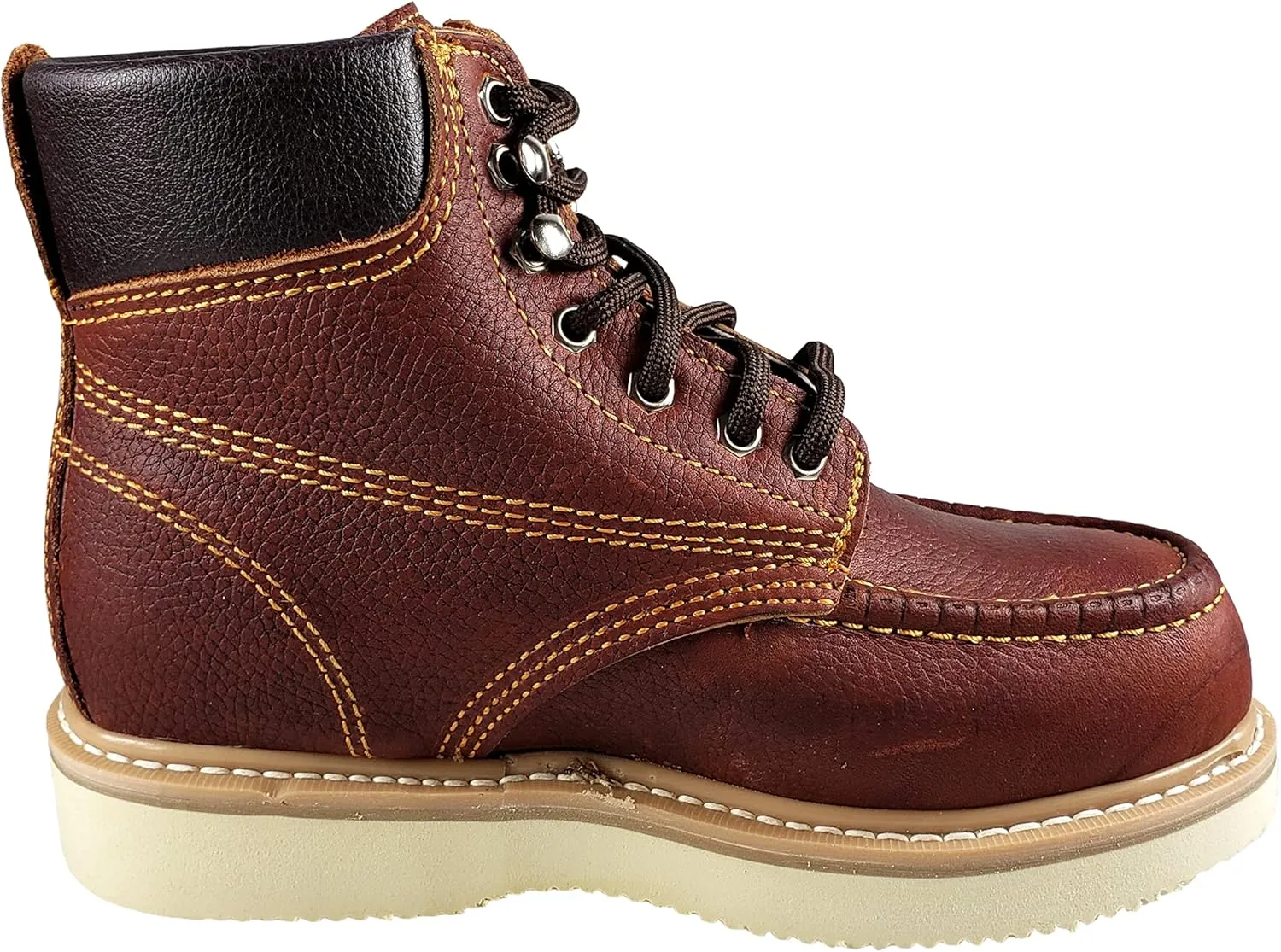 Workmen-v Men's Work Boots Slip Resistant Genuine Leather Lace Up 613 Moc Toe