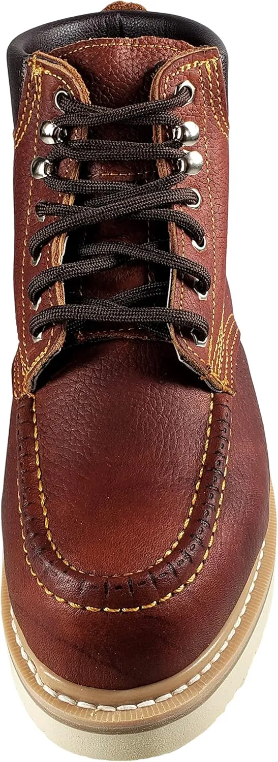Workmen-v Men's Work Boots Slip Resistant Genuine Leather Lace Up 613 Moc Toe
