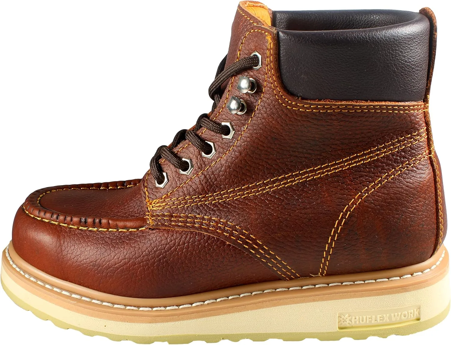 Workmen-V Men's Work Boots Slip Resistant Genuine Leather Lace Up 614 Moc Toe