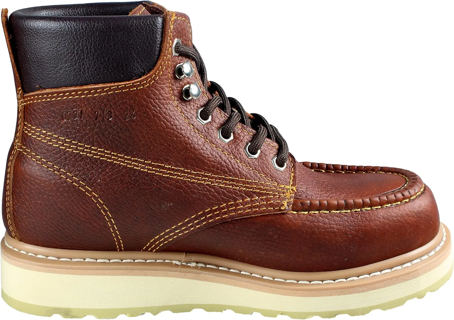 Workmen-V Men's Work Boots Slip Resistant Genuine Leather Lace Up 614 Moc Toe