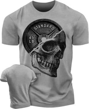 Workout Shirts for Men, Gym Skull Men's T-Shirt, Weightlifting Funny Tee Shirts