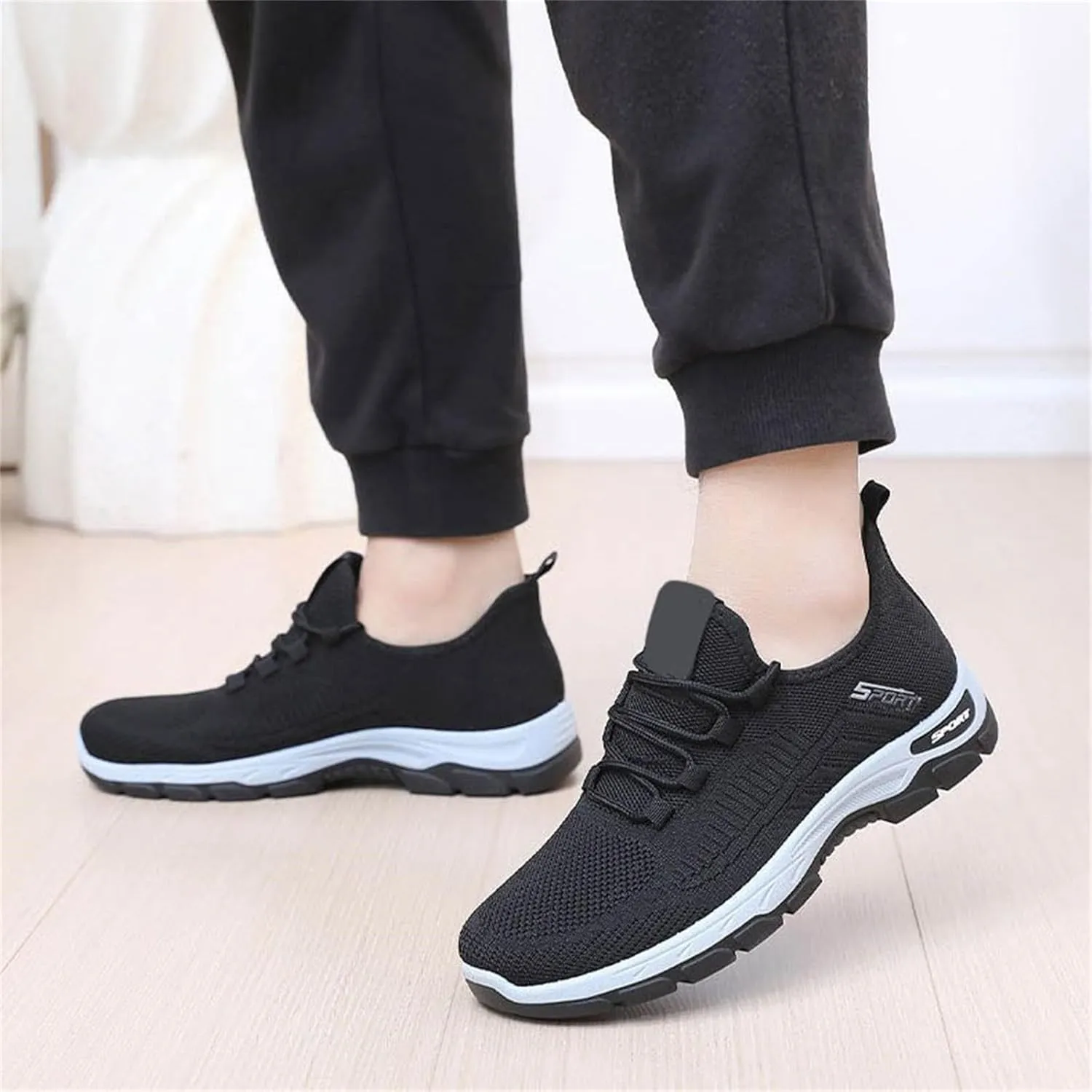 ZWRXW Women's Slip On Walking Shoes Slip-On Orthopedic Shoes Lightweight Breathable Comfortable Fashion Sneakers Non Slip Mesh Up Footwear for Tennis Running Training