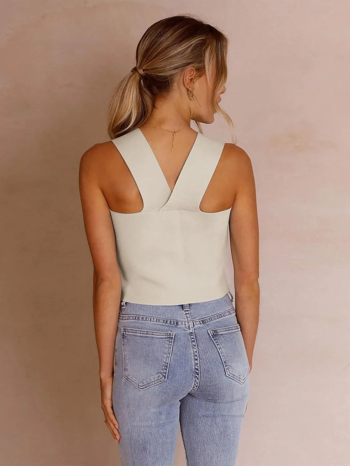 Zwurew Women's Knit Square Neck Tank Tops 2025 Summer Casual Sleeveless Sweater Fitted Shirts Tanks
